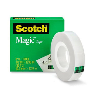810 Transparent Tape, 1/2" x 36 yd (Pack of 12)