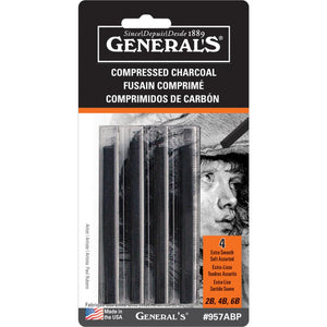 Compressed Charcoal Sticks (Pack of 4)